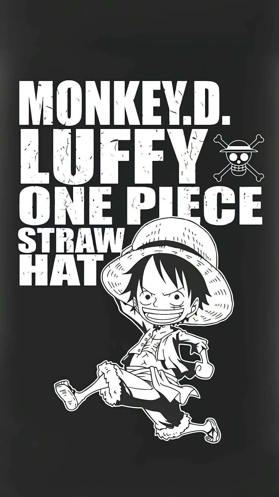 Monkey D. Luffy One Piece Straw Hat Black and White Anime Illustration HD phone wallpaper