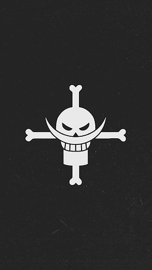 Whitebeard Pirates Jolly Roger Skull and Crossbones Emblem on Black Background HD phone wallpaper