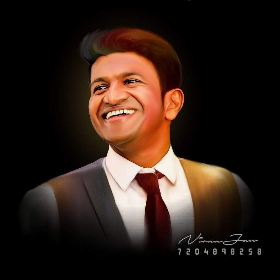 Puneeth Rajkumar Digital Portrait in Formal Suit and Tie HD phone wallpaper