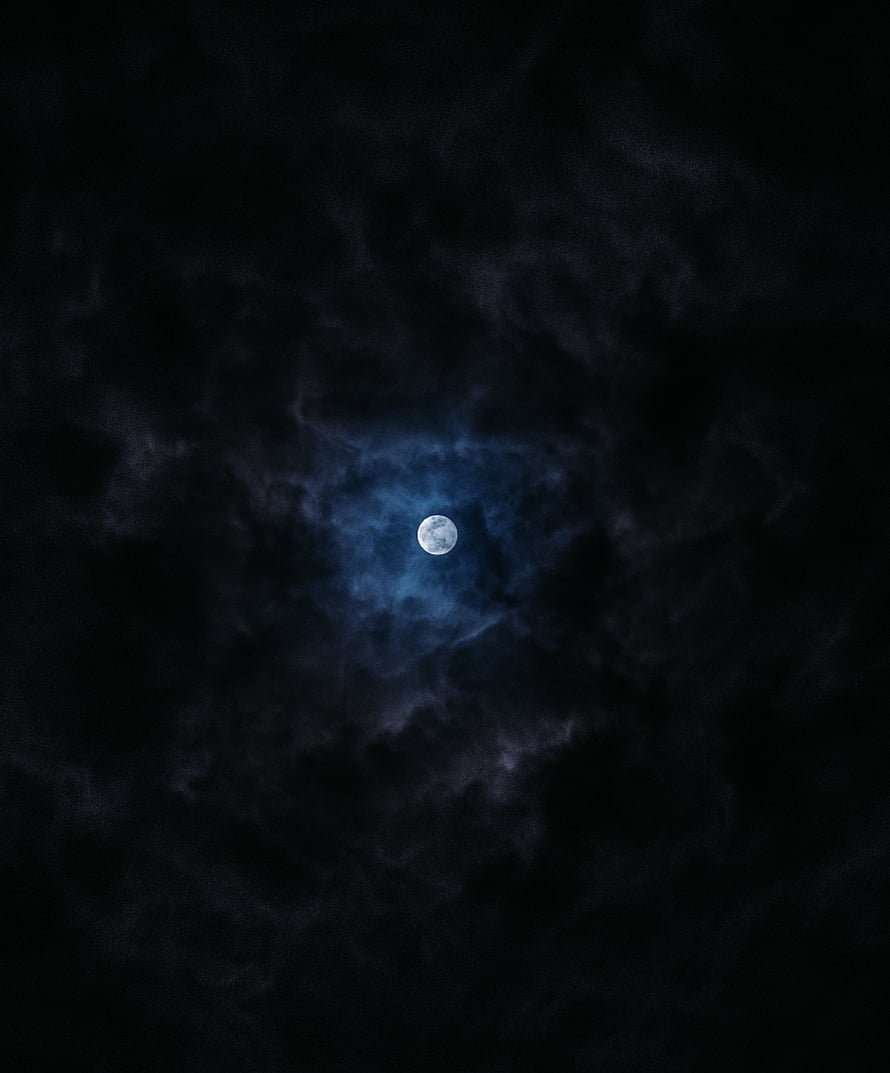 Full Moon Illuminating Dark Night Sky with Swirling Clouds HD phone wallpaper