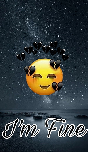 Smiling Emoji With Broken Hearts Against Starry Night Sky HD phone wallpaper