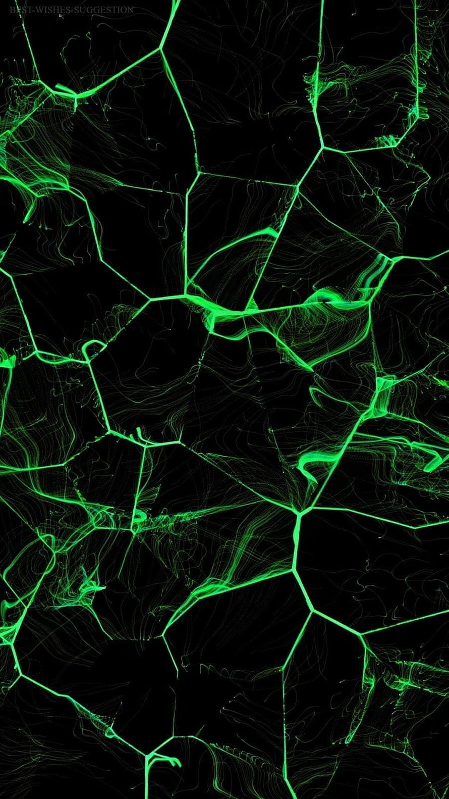 Neon Green Fracture Pattern on Black Background Abstract Digital Art HD phone wallpaper