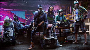 Watch Dogs 2 DedSec Crew in Neon-Lit Hacker Hideout HD wallpaper