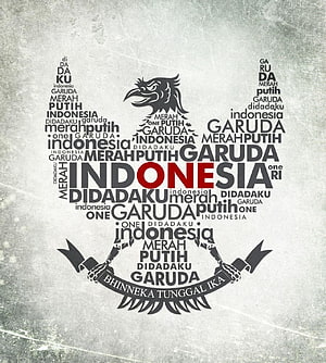 Indonesia Garuda Typography Art with Bhinneka Tunggal Ika Motto and National Emblem Design HD phone wallpaper