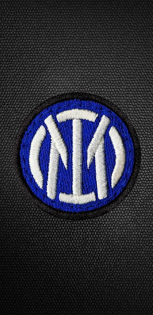 Inter Milan Embroidered Club Crest on Black Leather Texture Background HD phone wallpaper