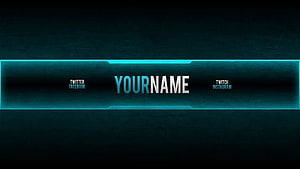 Gaming Streamer Banner Template with Cyan Neon Frame and Social Media Links HD wallpaper