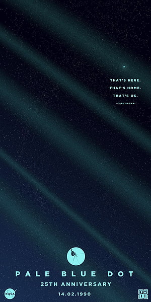 Pale Blue Dot 25th Anniversary Space Poster with Carl Sagan Quote and NASA Logo HD phone wallpaper