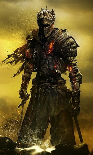 Dark Souls 3 Cinder Knight in Burning Armor with Glowing Embers and Dark Fantasy Atmosphere HD phone wallpaper