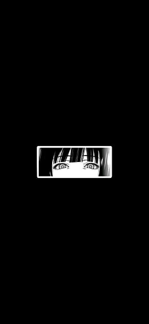 Minimalist Black and White Anime Girl Eyes on AMOLED Black Background HD phone wallpaper
