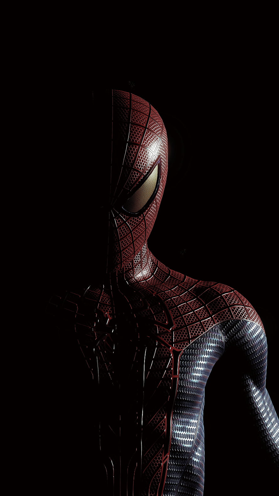 Spider-Man No Way Home Suit Detail in Dramatic Shadow and Light, THE AMAZING SPIDER-MAN, spiderman no way home, marvel, superheroes, spiderman, theakazingspiderman HD phone wallpaper