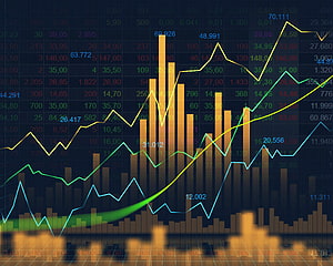 Financial Market Trading Chart With Candlestick Bars And Trend Lines HD wallpaper