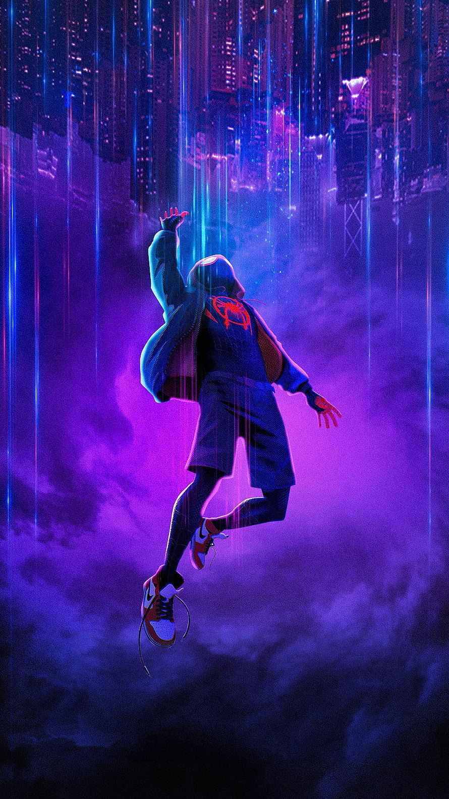 Miles Morales Spider-Man Leaping Through Neon Rain in a Cyberpunk Cityscape, Miles Morales Spider New, Superheroes and ID. Marvel , Marvel superhero posters, Marvel spiderman art, Spider Man Purple HD phone wallpaper