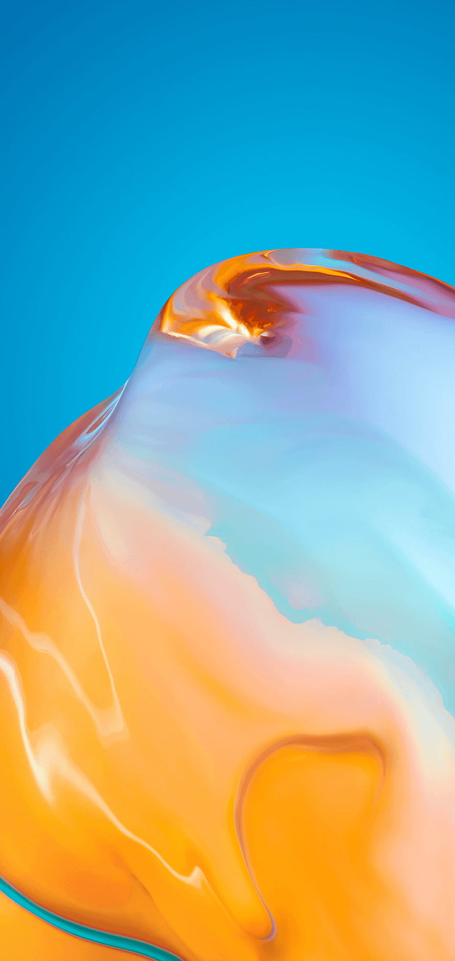 Abstract Liquid Glass Sculpture with Warm Orange and Cool Blue Tones HD phone wallpaper