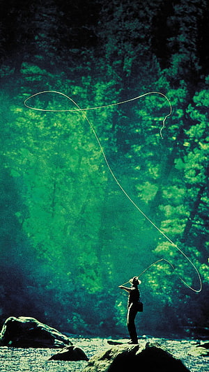 A River Runs Through It Fly Fishing Scene with Dramatic Green Forest Backdrop HD phone wallpaper