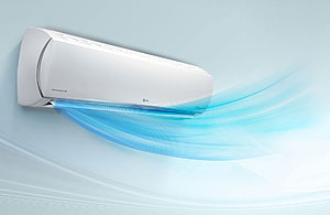 LG Inverter V Wall Split Air Conditioner with Cool Blue Airflow Visualization HD wallpaper