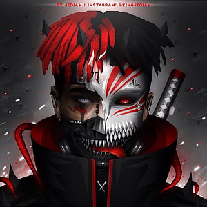 XXXTentacion and Naruto Character Fusion Digital Art Portrait HD phone wallpaper