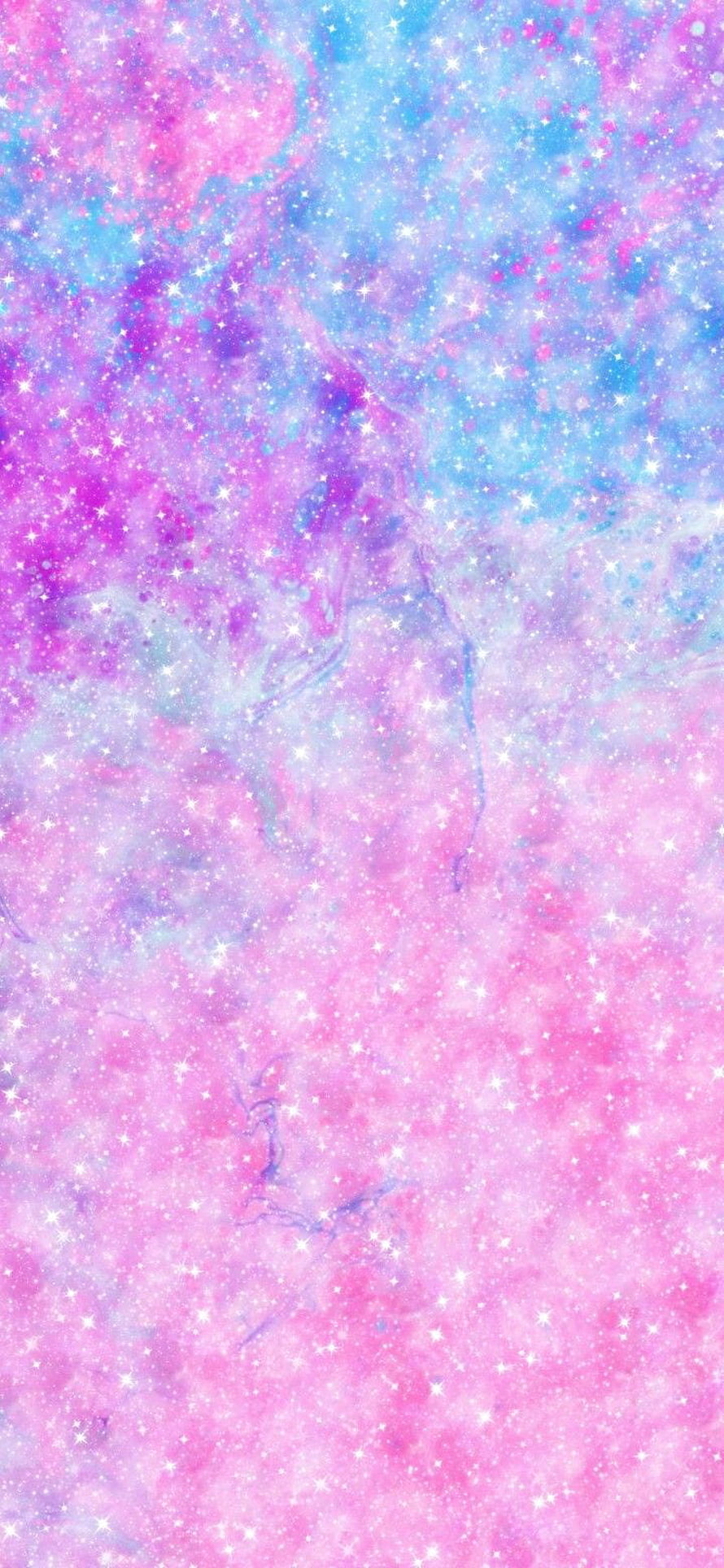 Pastel Pink and Blue Galaxy Nebula with Glittering Stars and Soft Cosmic Swirls HD phone wallpaper