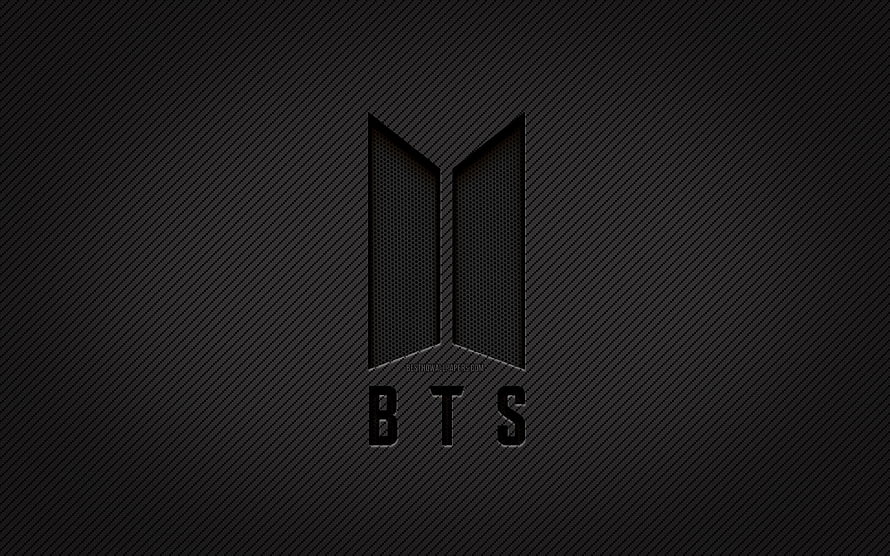 BTS Carbon Fiber Logo on Dark Grunge Background HD wallpaper