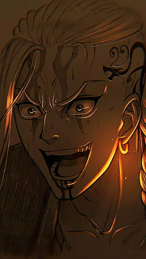 Draken from Tokyo Revengers in Dramatic Fiery Anime Illustration HD phone wallpaper