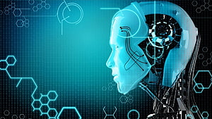 Futuristic Android Head Profile with Exposed Mechanical Brain and Circuitry HD wallpaper