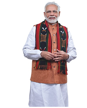 Narendra Modi in Traditional Indian Attire with Patterned Shawl HD phone wallpaper