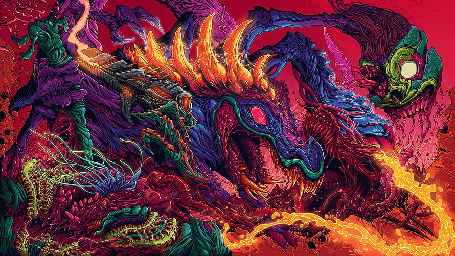 Brock Hofer Hyper Beast Fantasy Illustration with Vibrant Neon Colors and Fiendish Creatures HD wallpaper