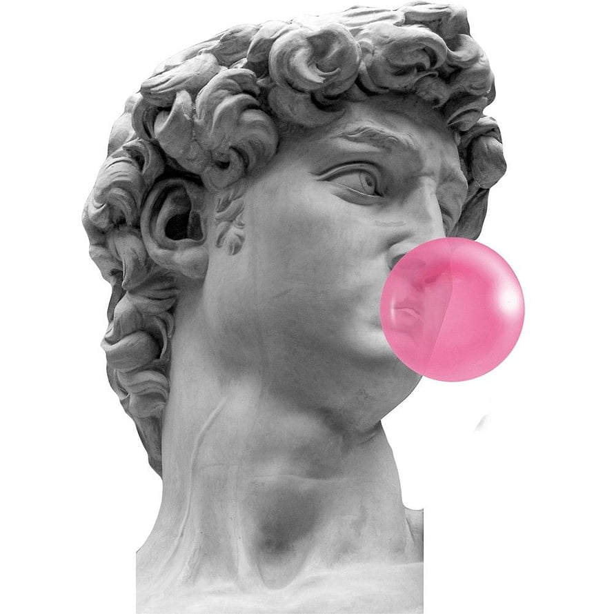 Michelangelo's David Statue Blowing a Pink Bubble Gum Bubble HD phone wallpaper