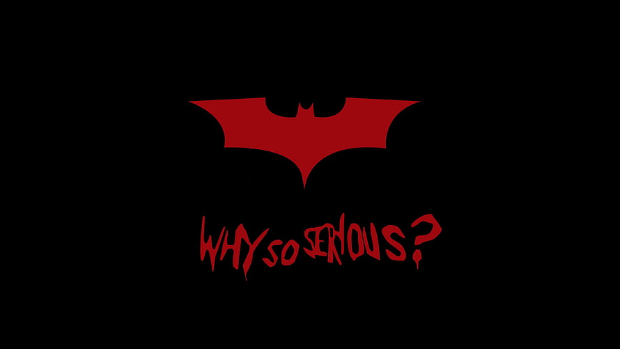 Red Batman Symbol and Why So Serious Text on Black Background HD wallpaper