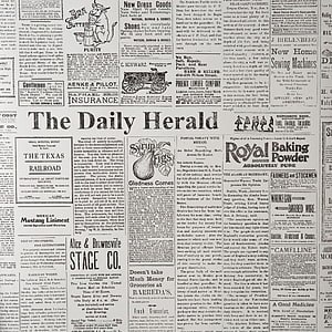 Vintage Newspaper Page Layout with Classic Typography and Historical Advertisements HD phone wallpaper