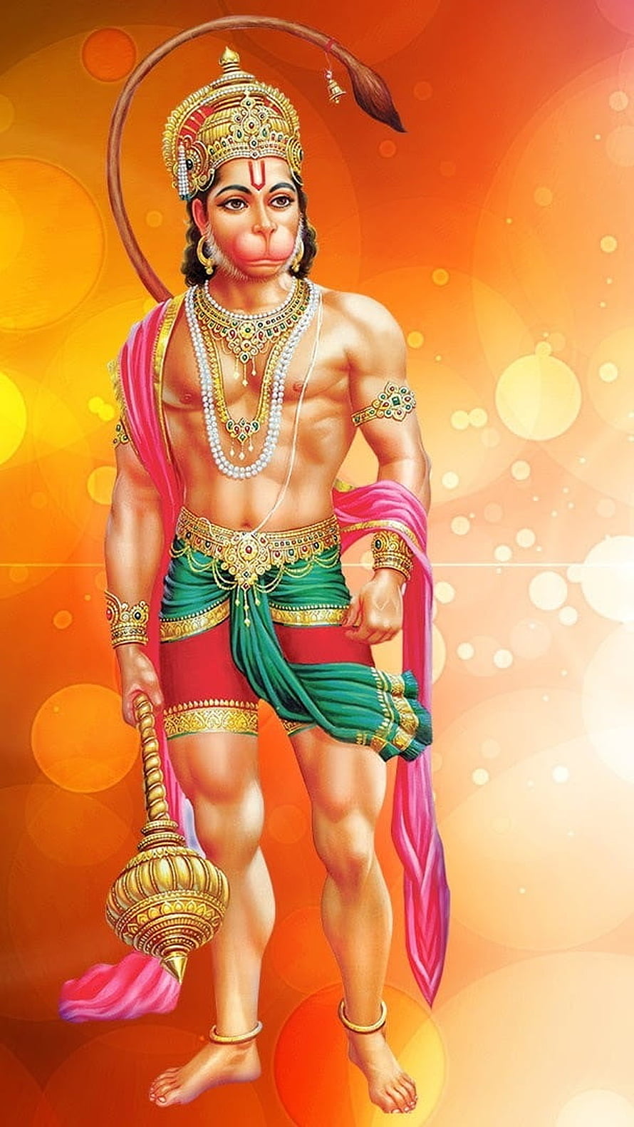 Hanuman Jayanti Digital Art of the Monkey God Holding a Gada Mace HD phone wallpaper
