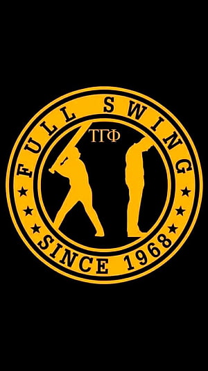 Tau Gamma Phi Full Swing Logo with Baseball Silhouette and Vintage Emblem Design HD phone wallpaper