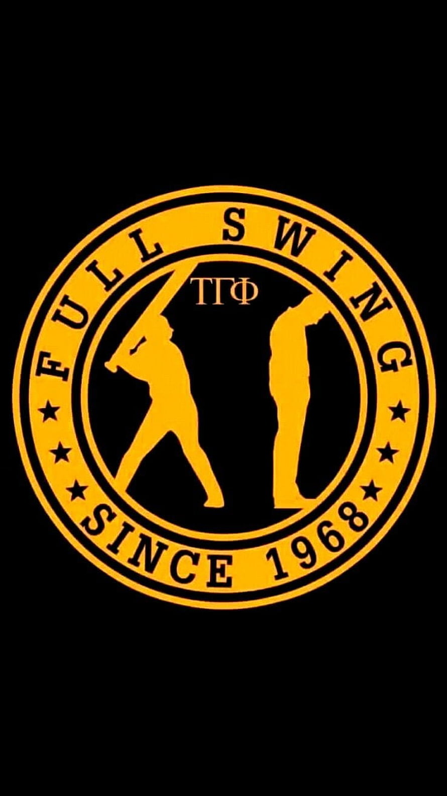Tau Gamma Phi Full Swing Logo with Baseball Silhouette and Vintage Emblem Design HD phone wallpaper