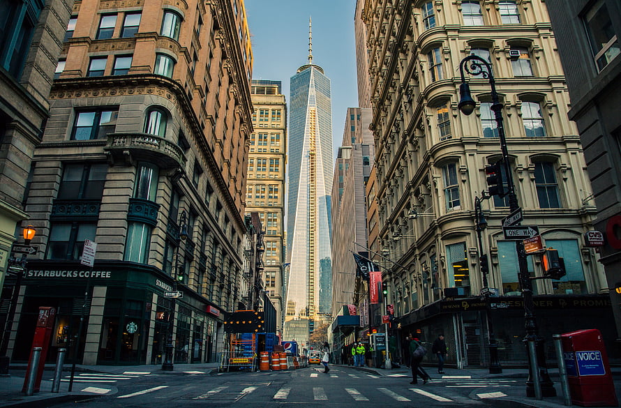 One World Trade Center Rising Above Historic Manhattan Street Architecture HD wallpaper