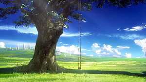 Shelter by Porter Robinson Animated Landscape with Tree and Stone Monoliths HD wallpaper