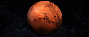 Mars Planet in Deep Space with Starfield and Nebula Background HD wallpaper