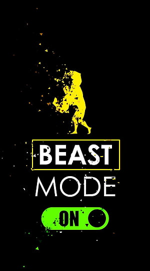 Beast Mode On Motivational Graphic with Yellow Silhouette and Glitch Effect HD phone wallpaper