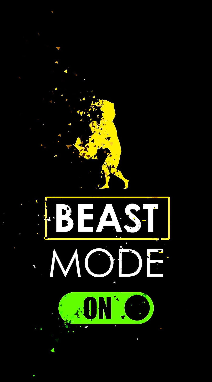 Beast Mode On Motivational Graphic with Yellow Silhouette and Glitch Effect HD phone wallpaper