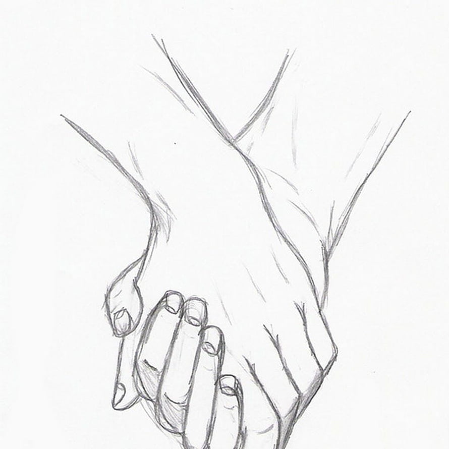Pencil Sketch of Two Hands Holding Together in a Romantic Gesture HD phone wallpaper