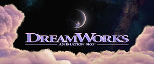 DreamWorks Animation Logo with Boy on Crescent Moon and Clouds HD wallpaper
