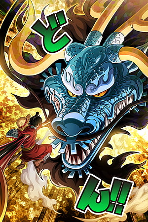 One Piece: Monkey D. Luffy Confronts Kaido in Epic Wano Country Battle HD phone wallpaper