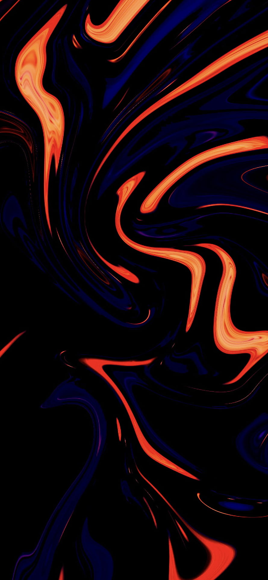 Abstract Fluid AMOLED Wallpaper with Black Liquid and Vibrant Orange Swirls HD phone wallpaper