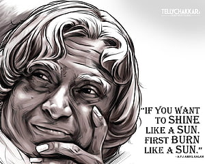 A.P.J. Abdul Kalam Inspirational Quote and Portrait Illustration HD wallpaper