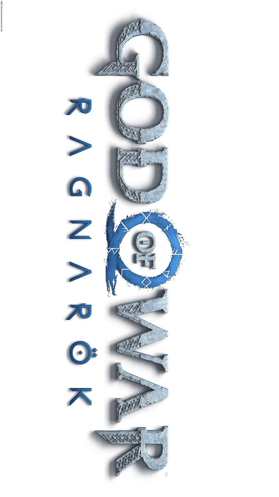 God of War Ragnarok Official Logo with Norse Stone Typography and Blue Rune Circle HD phone wallpaper