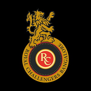 Royal Challengers Bangalore Cricket Team Emblem with Golden Lion Crest on Black Background HD phone wallpaper