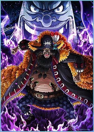 Blackbeard One Piece Anime Character Artwork with Purple Energy Aura HD phone wallpaper