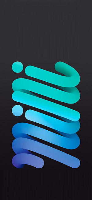 Abstract 3D Ribbon Design in Cyan and Blue Gradient on Dark Background HD phone wallpaper