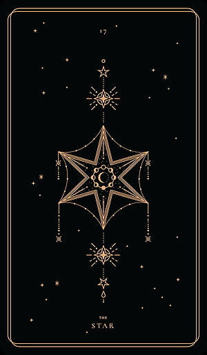 The Star Tarot Card with Gold Geometric Line Art on Black Background HD phone wallpaper