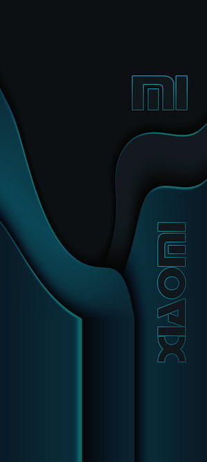Xiaomi Blue Abstract 3D Wave Design with Teal Accents and Minimalist Logo HD phone wallpaper