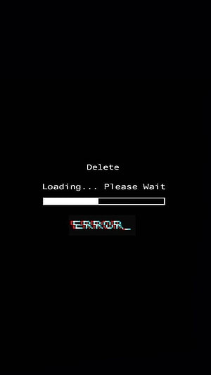 Minimalist Black Screen with Glitchy Delete Error Loading Bar HD phone wallpaper