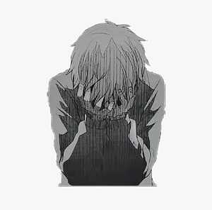 Monochrome Anime Boy Crying With Hands On Face HD wallpaper